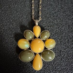 LOFT Gold and Olive Floral Necklace